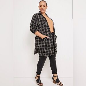 Maurices Black and Tan Windowpane Cardigan